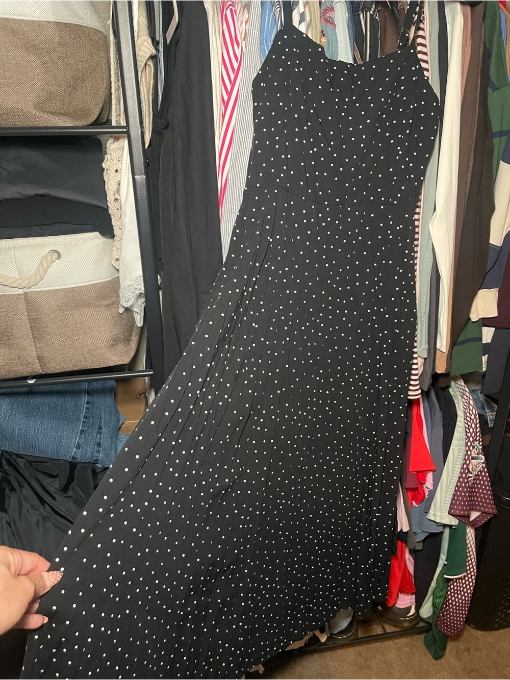 Black Polka Dot Midi dress - Classic A-Line